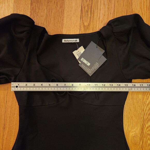 Reformation NWT "Helga" Puff Sleeve Sweet and Sultry Mini Dress in Black, Sz M - Picture 9 of 12